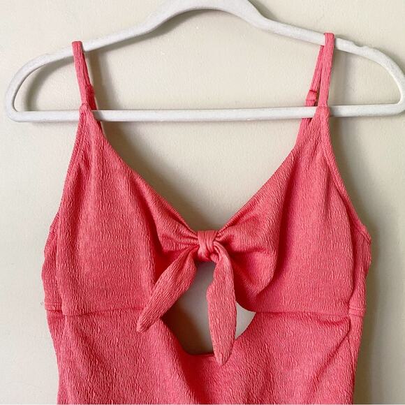 Shade & Shore | One Piece Swimsuit Bathing Suit Knot Front Coral Pink XL - Picture 3 of 6